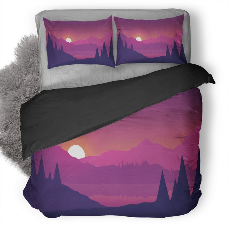 Minimalist Mountains Landscape Scenery N4 Duvet Cover and Pillowcase Set Bedding Set