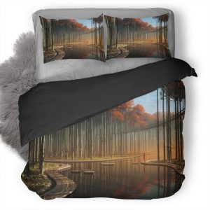 Morning Walk Under The Moons Pic Duvet Cover and Pillowcase Set Bedding Set