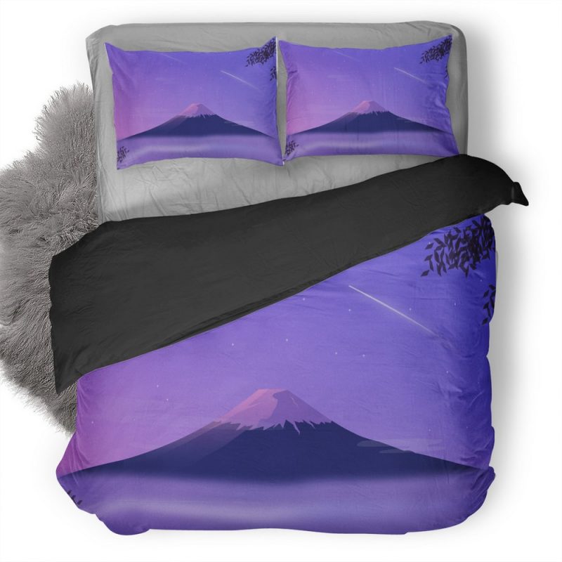 Mount Fuji Minimal 2W Duvet Cover and Pillowcase Set Bedding Set