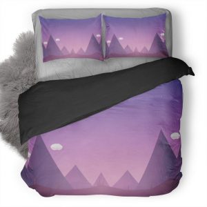Mountains Clouds Illustration Minimalism Eo Duvet Cover and Pillowcase Set Bedding Set