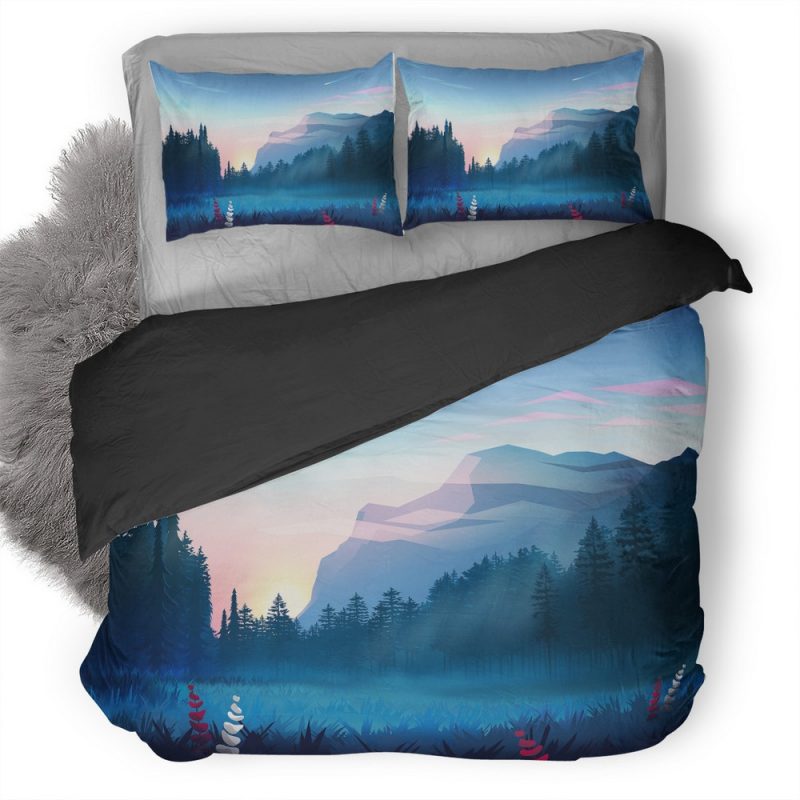 Mountains Digital Art Minimalist L9 Duvet Cover and Pillowcase Set Bedding Set