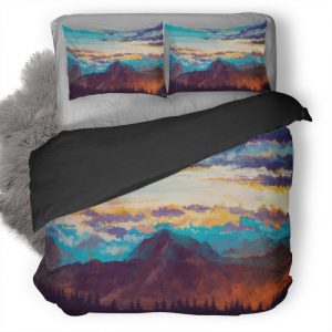 Mountains Landscape Nature Digital Art 1B Duvet Cover and Pillowcase Set Bedding Set