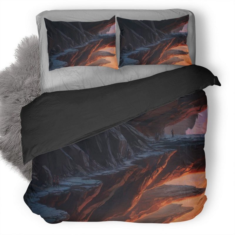 Mountains Path Stones Rocks Painting Yi Duvet Cover and Pillowcase Set Bedding Set