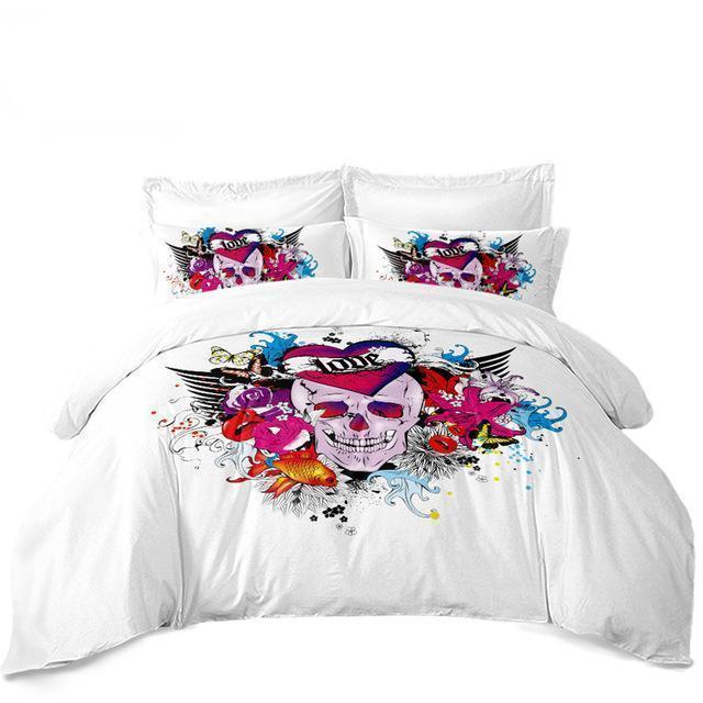 Mouth Colorful Flowers Duvet Cover and Pillowcase Set Bedding Set