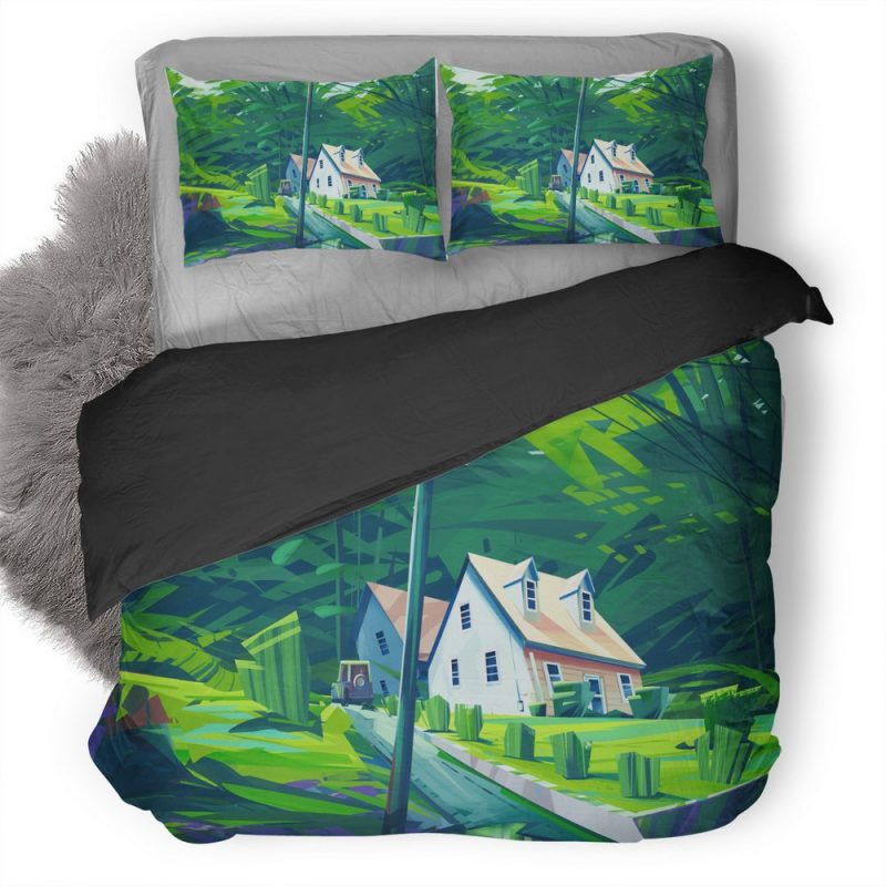 My Town Illustration 35 Duvet Cover and Pillowcase Set Bedding Set