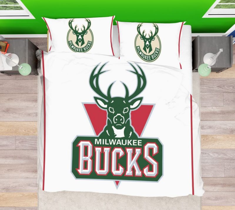 NBA Milwaukee Bucks Duvet Cover and Pillowcase Set Bedding Set