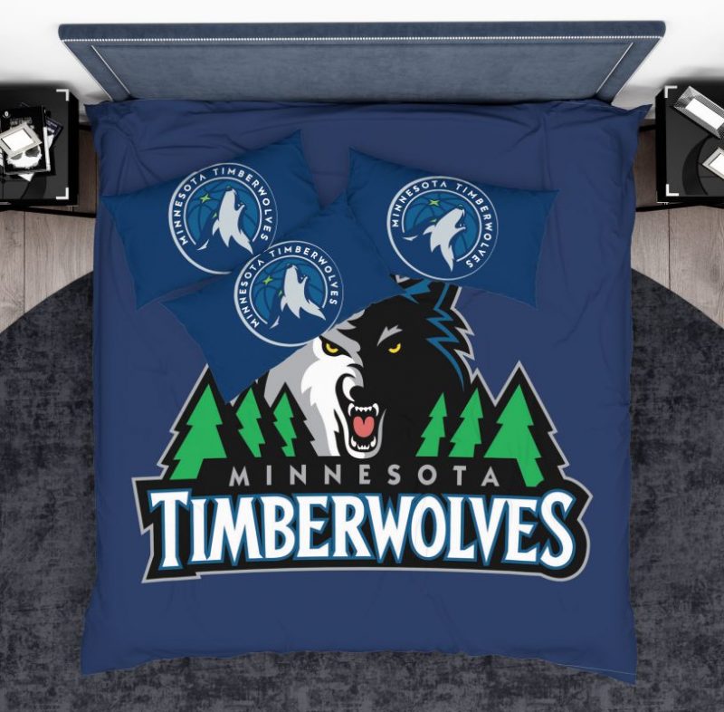 NBA Minnesota Timberwolves Duvet Cover and Pillowcase Set Bedding Set