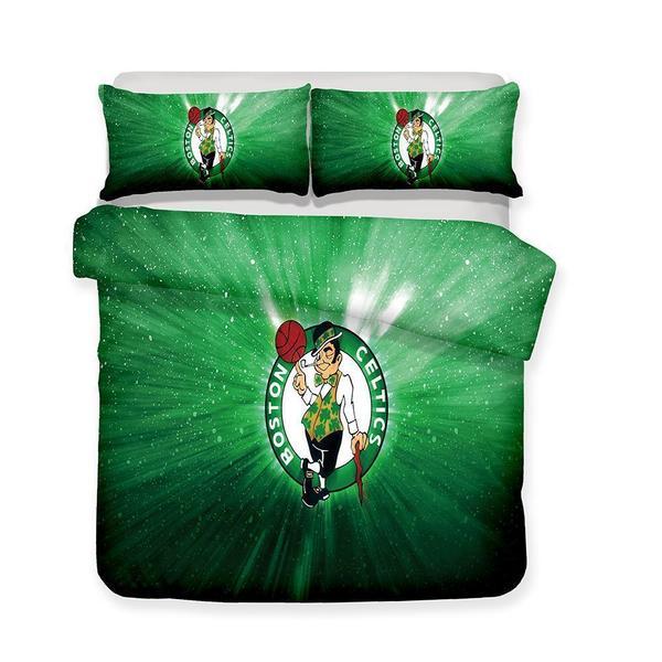 Nba Boston Celtics Theme s Duvet Cover and Pillowcase Set Bedding Set