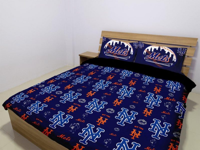 New York Mets Duvet Cover and Pillowcase Set Bedding Set 1002