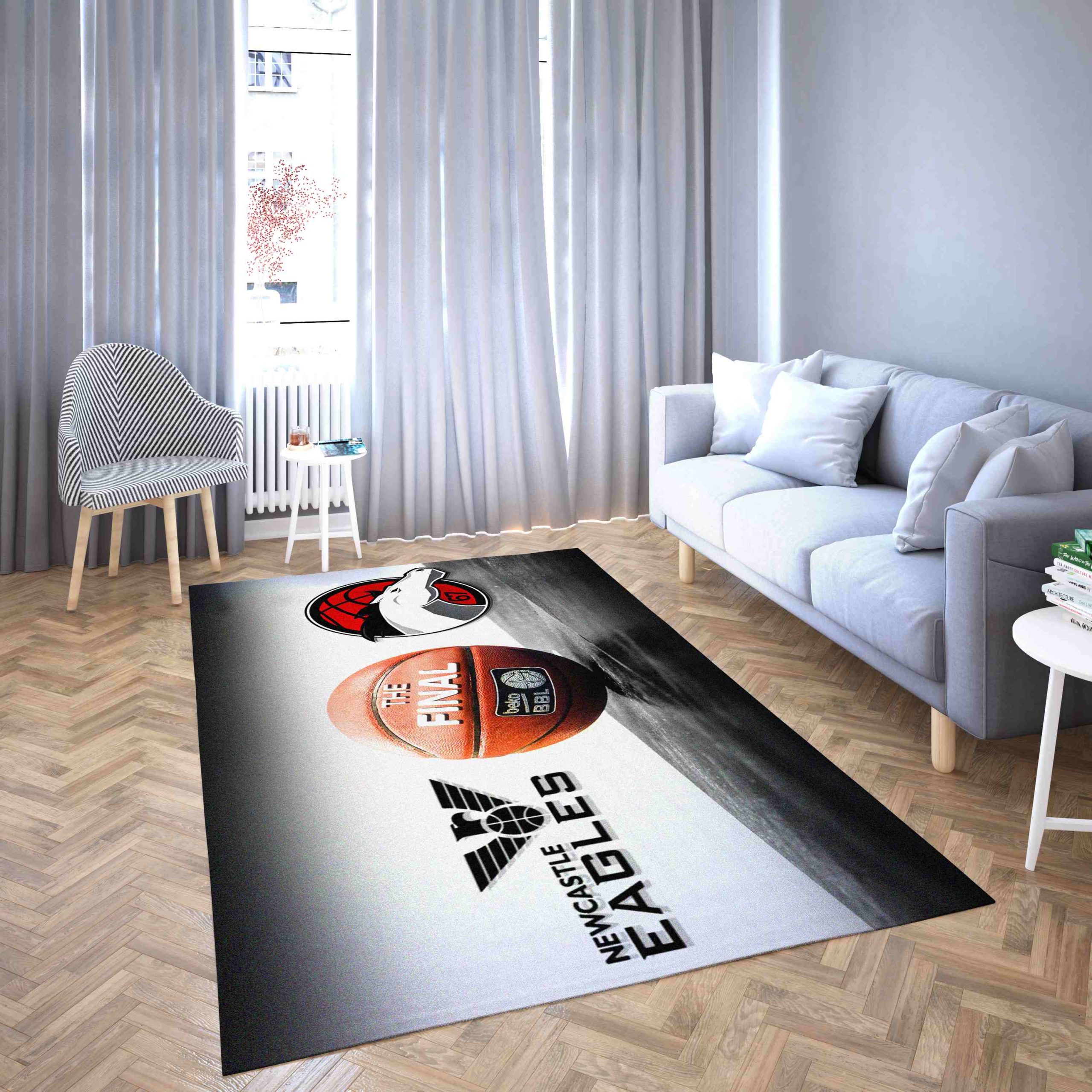 Newcastle Eagles Basketball Club Logo Black And While Samples Modern Carpet Living Room Rugs