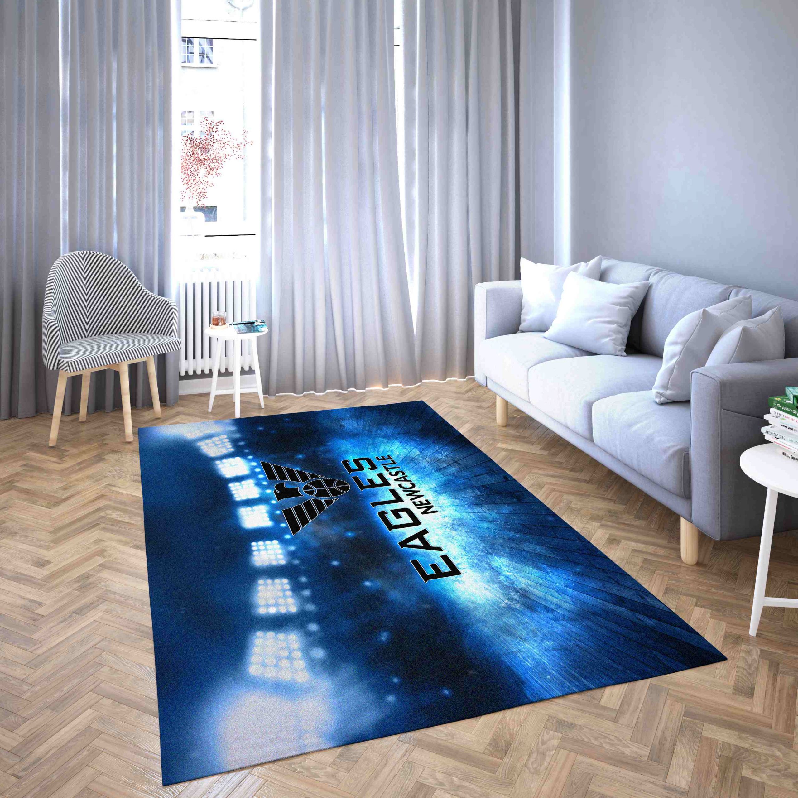 Newcastle Eagles Basketball Club Logo Blue Interesting Design Carpet Living Room Rugs