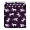 Night Girly Unicorn Pattern Print Duvet Cover and Pillowcase Set Bedding Set