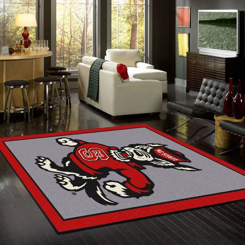 North Carolina State Rug Team Spirit Gray Carpet Living Room Rugs