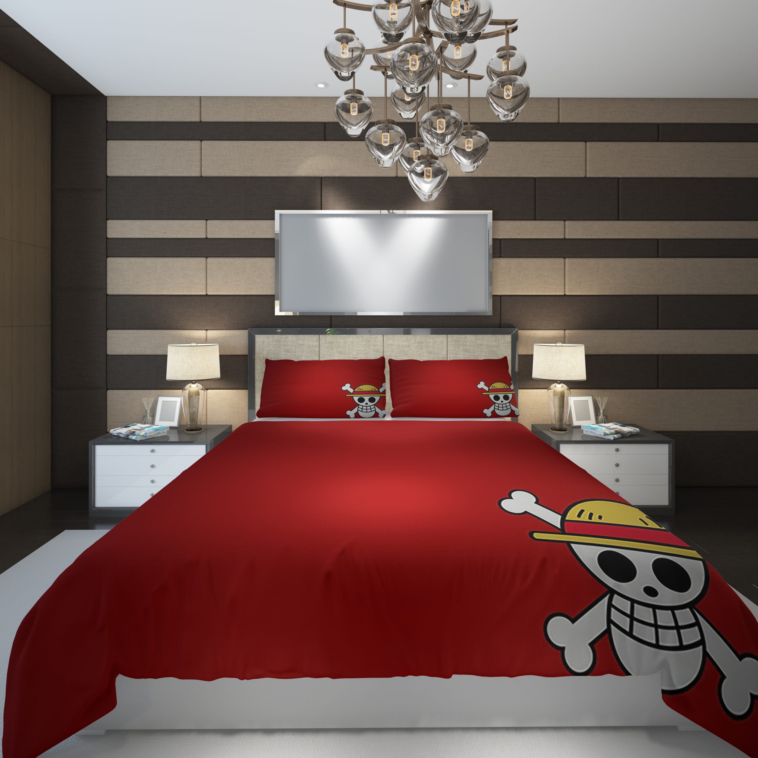 One Piece Logo Luffy Duvet Cover and Pillowcase Set Bedding Set