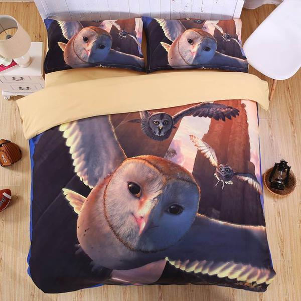 Owl Duvet Cover and Pillowcase Set Bedding Set 591