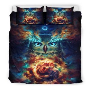 Owl Galaxy Duvet Cover and Pillowcase Set Bedding Set