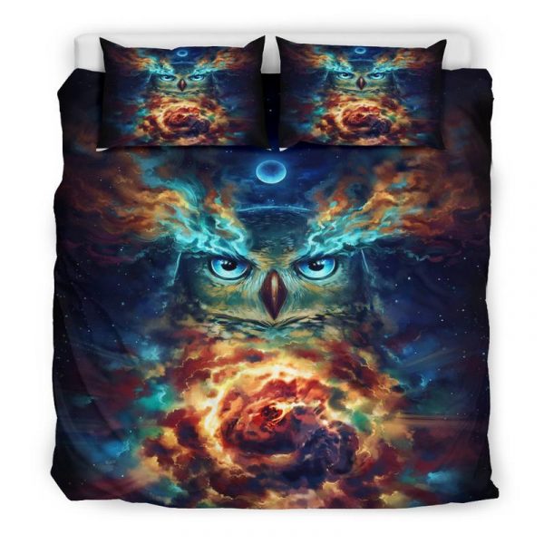 Owl Galaxy Duvet Cover and Pillowcase Set Bedding Set