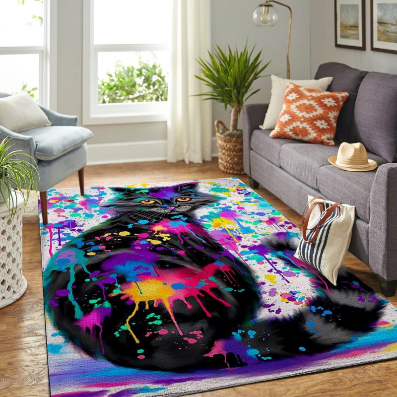 Paint With Colorful Cat Carpet Living Room Rugs