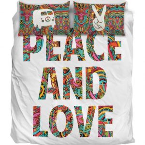 Peace Love Duver Duvet Cover and Pillowcase Set Bedding Set 896