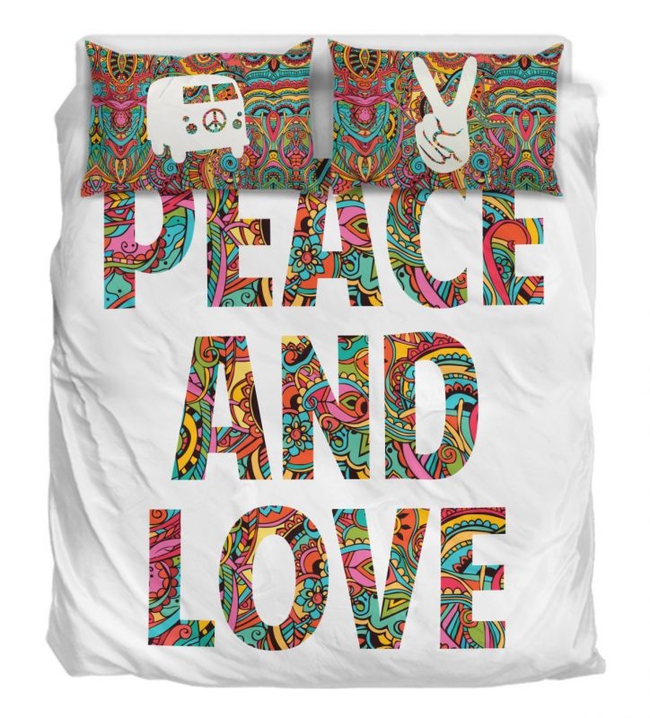 Peace Love Duver Duvet Cover and Pillowcase Set Bedding Set 896