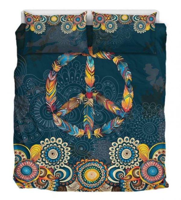 Peace Mandala Navy Duver Duvet Cover and Pillowcase Set Bedding Set