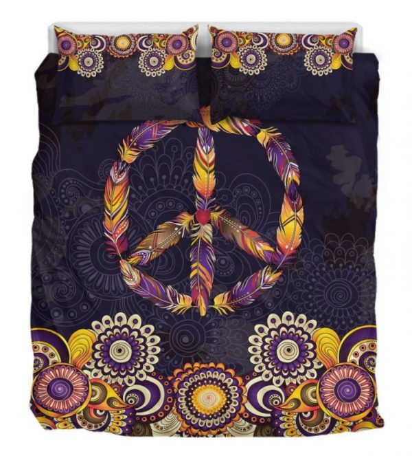 Peace Mandala Purple Duver Duvet Cover and Pillowcase Set Bedding Set 899