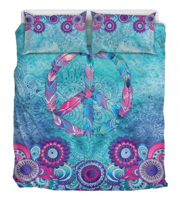 Peace Mandala Turquoise Duver Duvet Cover and Pillowcase Set Bedding Set 908
