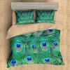 Peacock Feathers Duvet Cover and Pillowcase Set Bedding Set