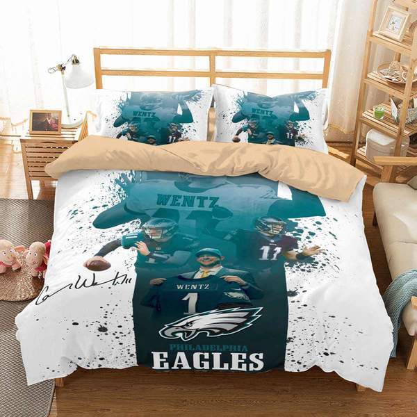 Philadelphia Eagles Carson Wentz Duvet Cover and Pillowcase Set Bedding Set