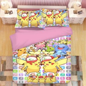 Pikachu Pokemon 2212 Duvet Cover and Pillowcase Set Bedding Set