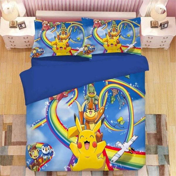 Pikachu Pokemon 2216 Duvet Cover and Pillowcase Set Bedding Set