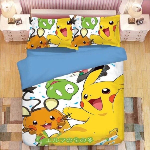 Pikachu Pokemon 2218 Duvet Cover and Pillowcase Set Bedding Set