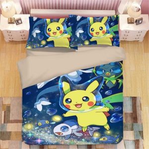 Pikachu Pokemon 2220 Duvet Cover and Pillowcase Set Bedding Set