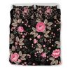 Pink Floral Flower Pattern Print Duvet Cover and Pillowcase Set Bedding Set