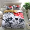 Pink Rose Sugar Skull Duvet Cover and Pillowcase Set Bedding Set 381