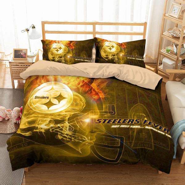 Pittsburgh Steelers Duvet Cover and Pillowcase Set Bedding Set 514