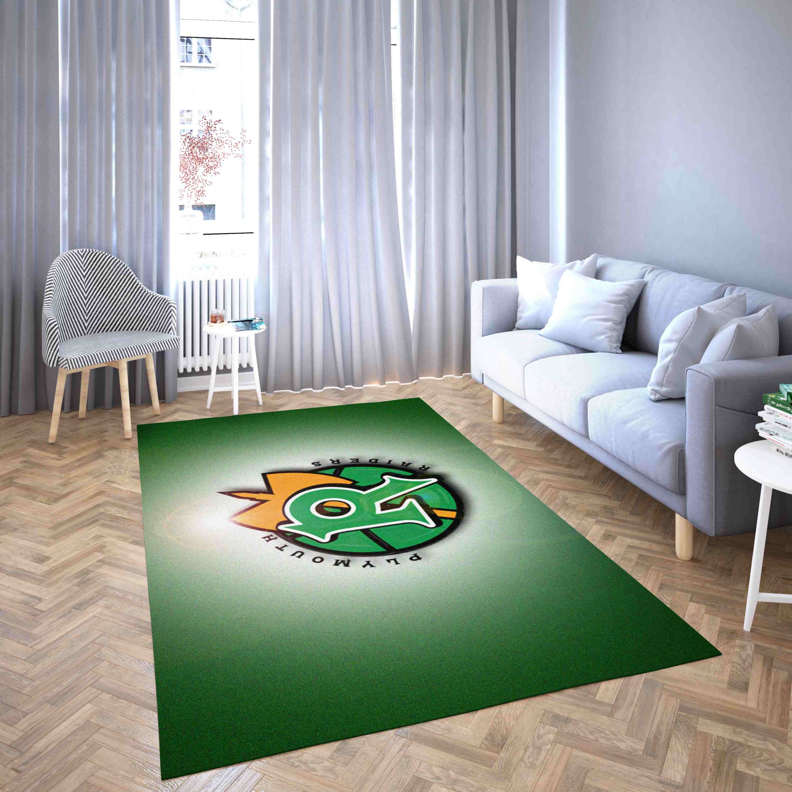 Plymouth Raiders Basketball Club Logo Green New Version Fashion Carpet Living Room Rugs