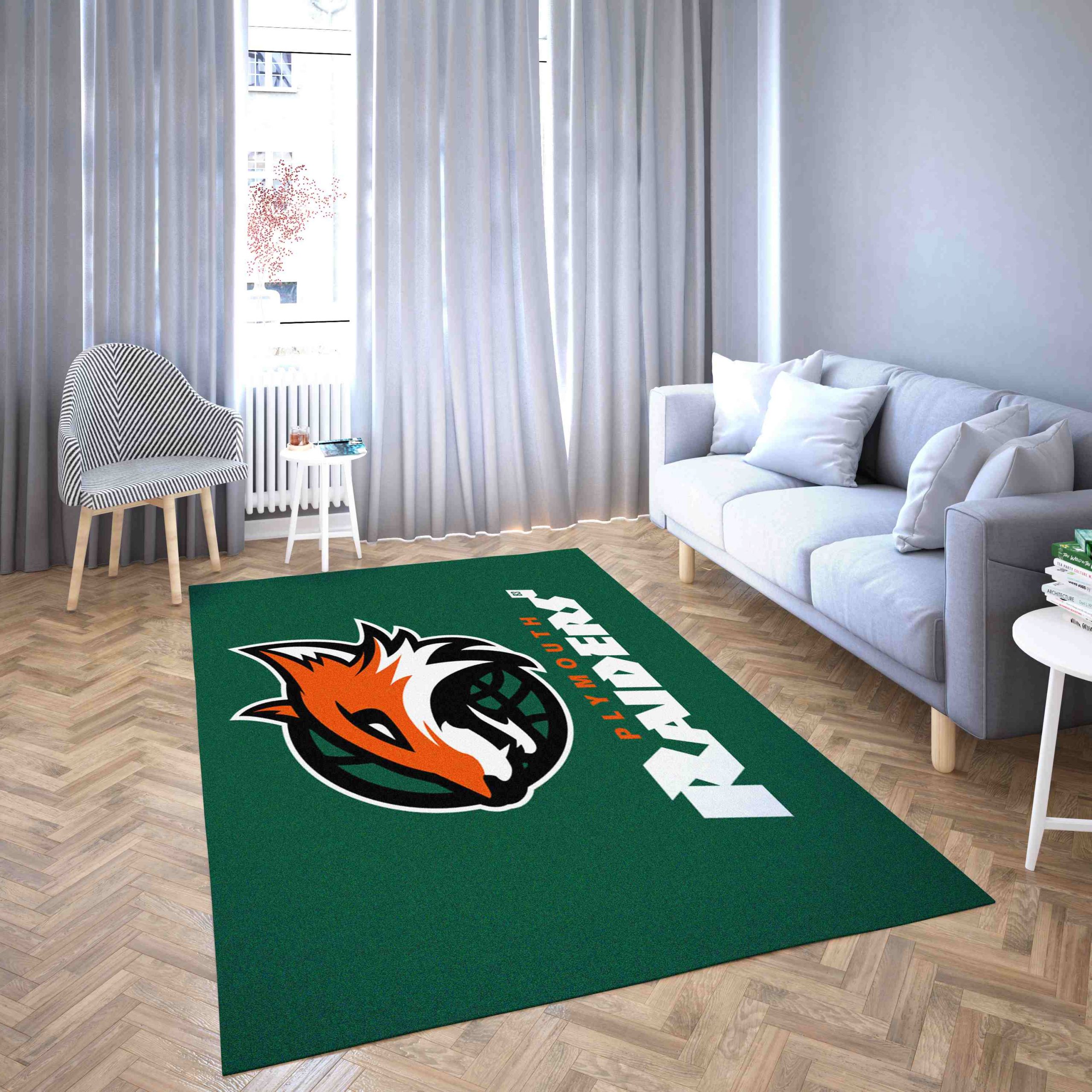 Plymouth Raiders Basketball Club Logo Green Unique Fashion Design Carpet Living Room Rugs