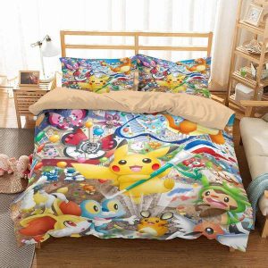 Pikachu Pokemon 2219 Duvet Cover and Pillowcase Set Bedding Set