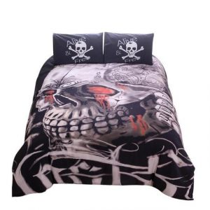 Printed s Black Rose Red Duvet Cover and Pillowcase Set Bedding Set