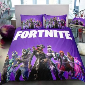 Purple Fortnite Gamer Duvet Cover and Pillowcase Set Bedding Set