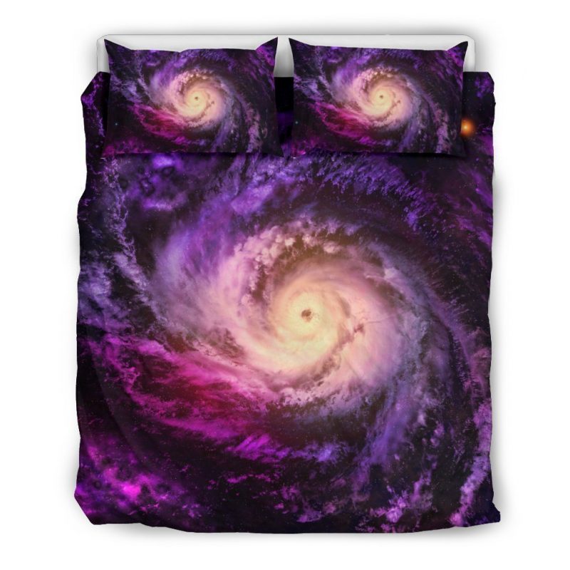 Purple Galaxy Space Spiral Cloud Print Duvet Cover and Pillowcase Set Bedding Set