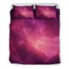 Purple Nebula Cloud Galaxy Space Print Duvet Cover and Pillowcase Set Bedding Set