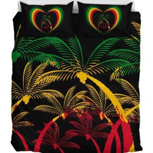 Rasta Heart Duver Duvet Cover and Pillowcase Set Bedding Set