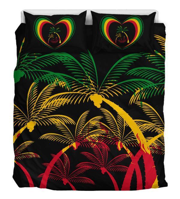 Rasta Heart Duver Duvet Cover and Pillowcase Set Bedding Set