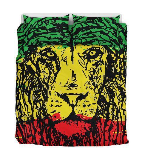 Rasta Lion Duver Duvet Cover and Pillowcase Set Bedding Set