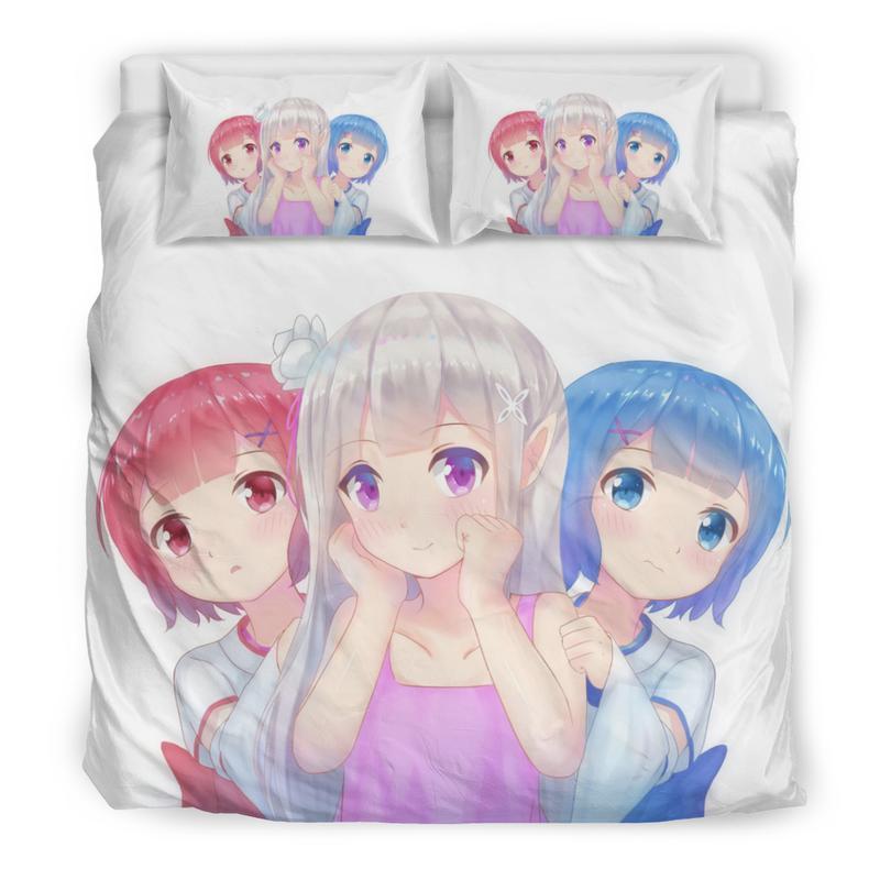 Re Zero Anime Girl Duvet Cover and Pillowcase Set Bedding Set 36