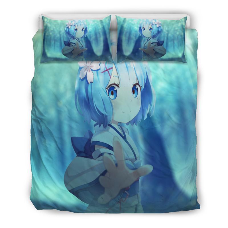 Re Zero Anime Girl Duvet Cover and Pillowcase Set Bedding Set 37