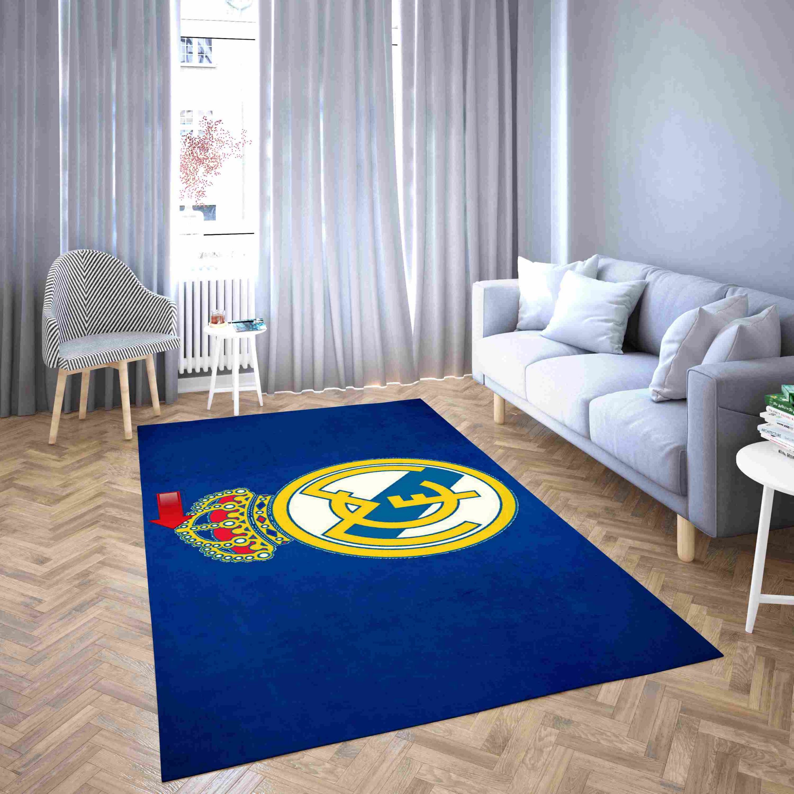 Real Madrid Blue Football Club Carpet Living Room Rugs