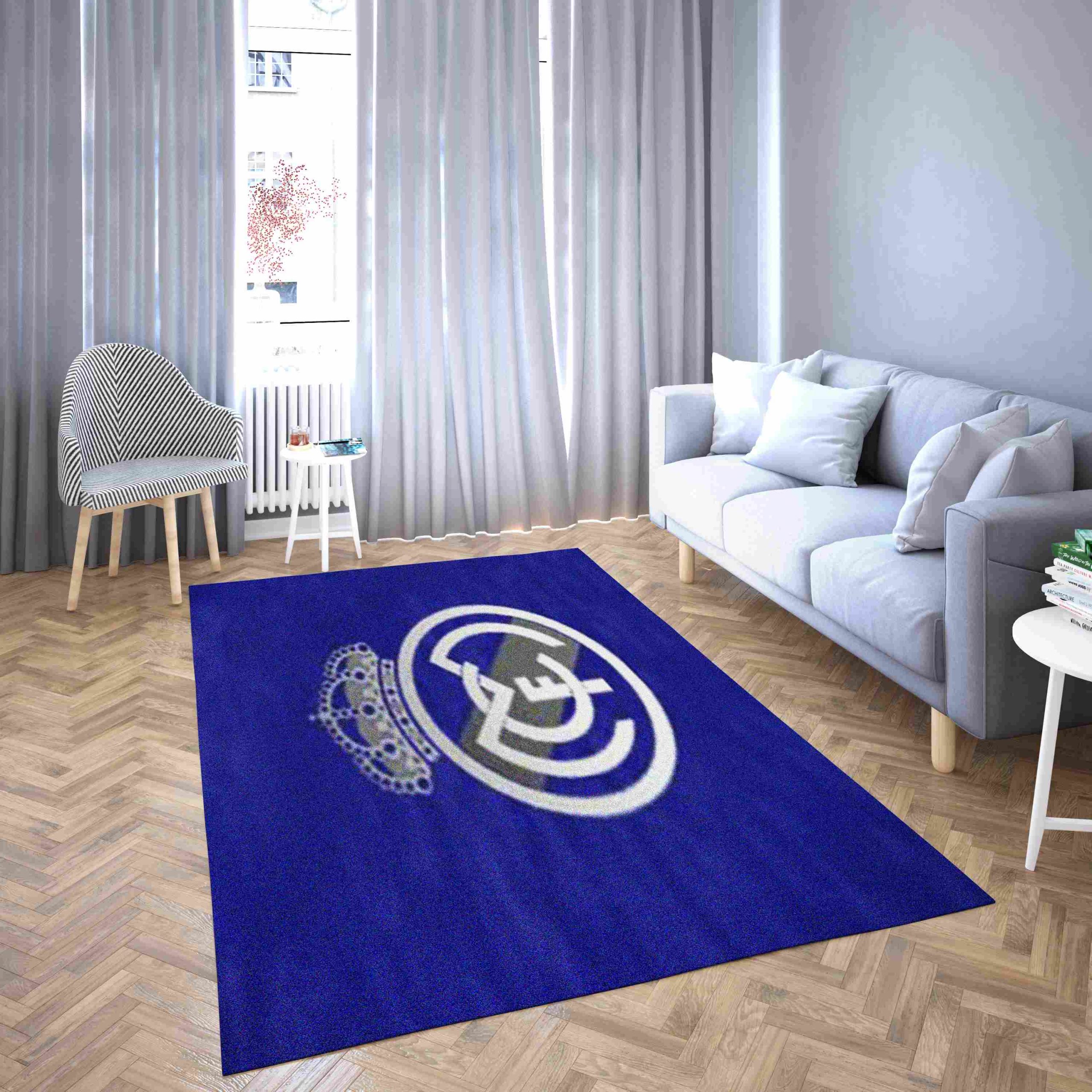 Real Madrid Blue Soccer Carpet Living Room Rugs